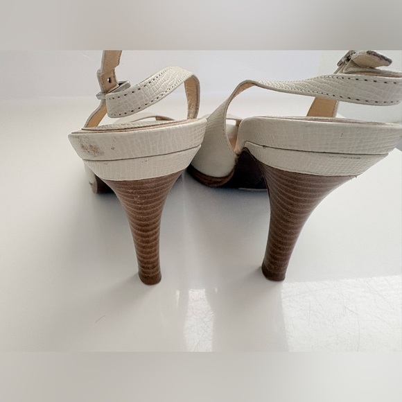 Cole Haan  Nike air Cream Elegant Leather Peep Toe Heel Slingback Sz 8.5/3” Heel - Picture 14 of 14